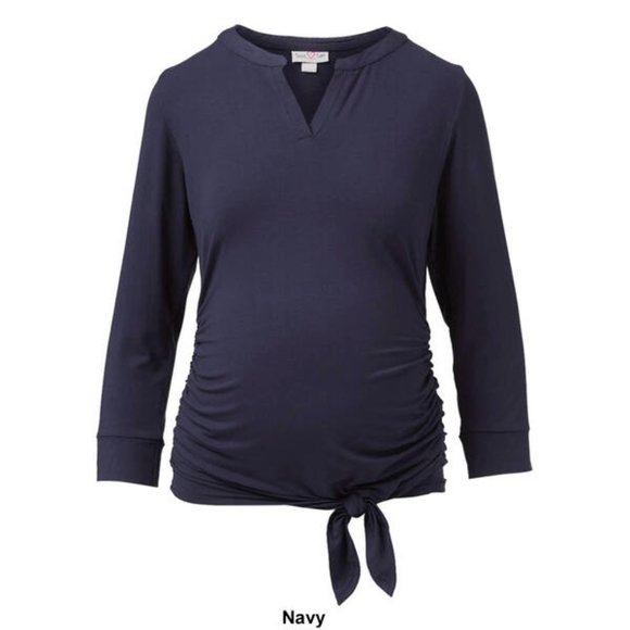Times Two Jade Long Sleeve Solid Side Tie Maternity Top/ NWT/Large - Picture 10 of 11
